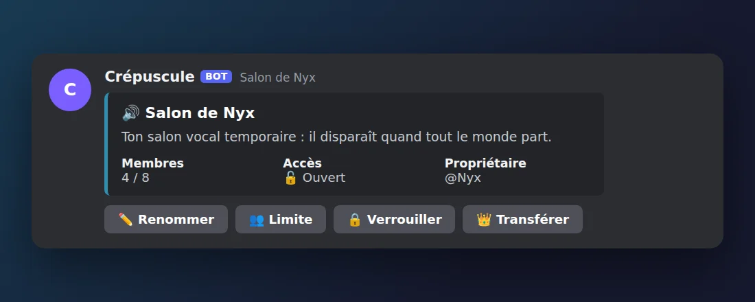 Temporary voice channels